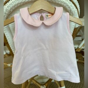 Baby Luigi girls’ pink stripe collared sleeveless two piece set size 18 months